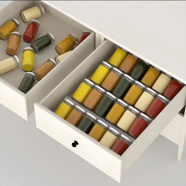 4/2 pieces spice drawer organizer Adjustable acrylic Spice Jars Racks Tray expan